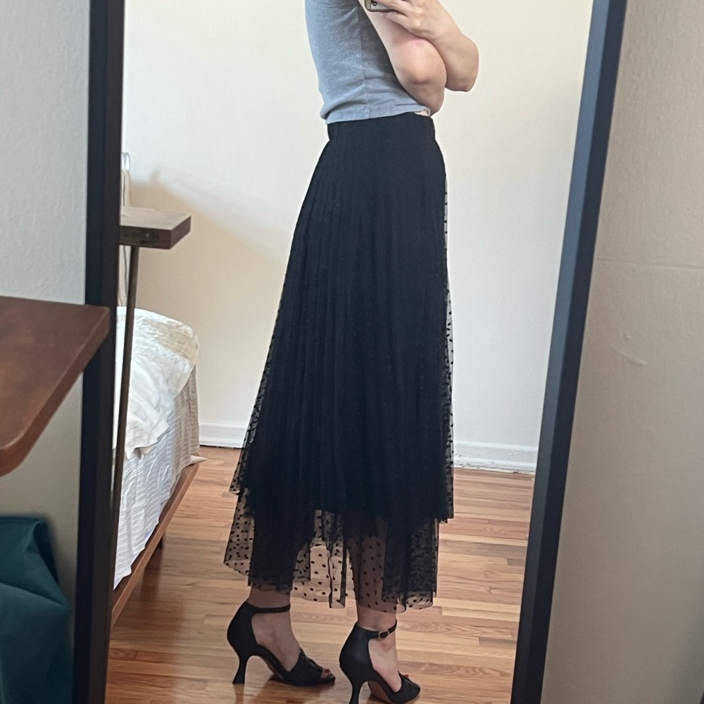 Zara Black Layered A-Line Skirt